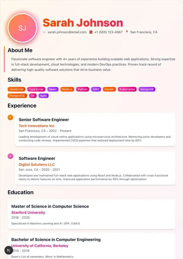 Creative template preview
