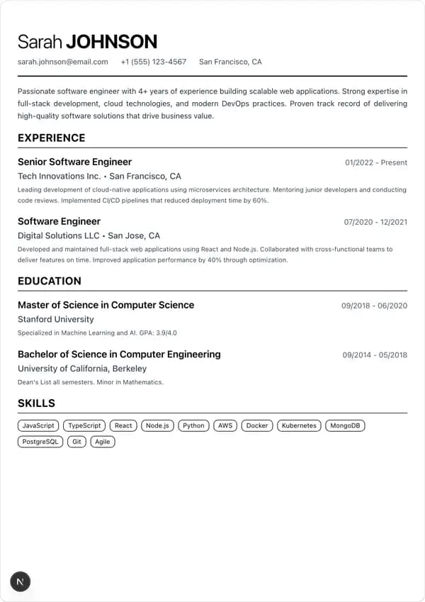 Minimal template preview