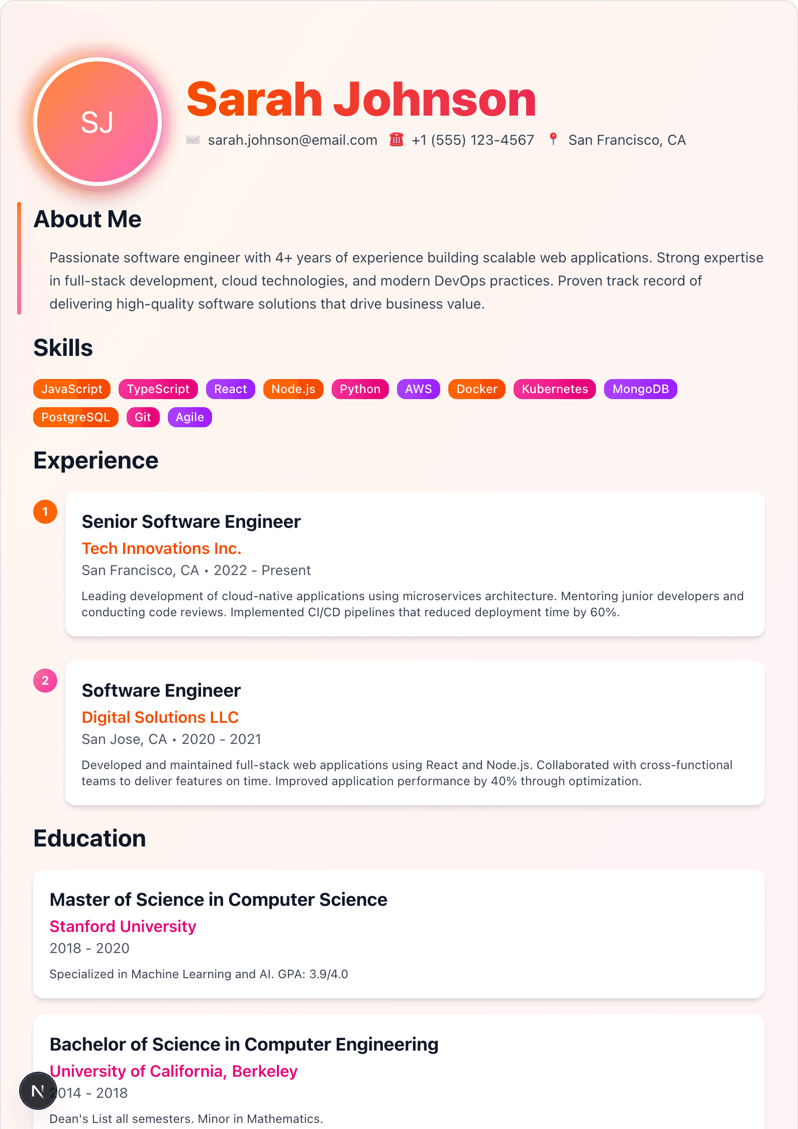 Creative template preview