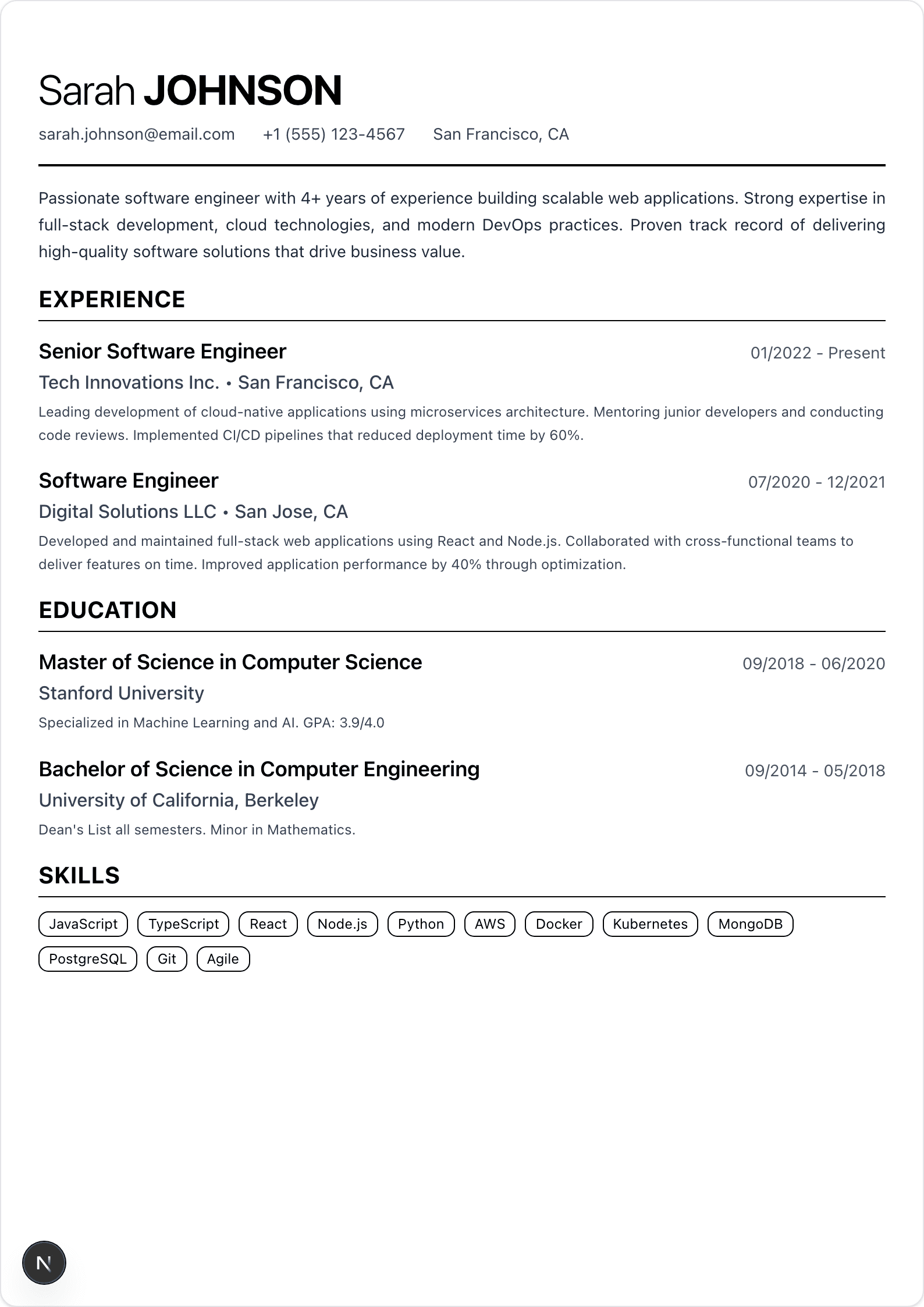 Minimal template preview
